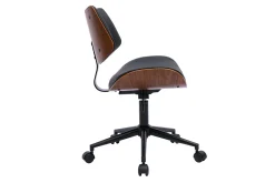 Miliboo Schwarzer Design-Bürostuhl mit Rollen, dunkles Walnussholz und schwarzes Metall MALMO* Bürostühle|Bürostuhl Zum Kleinen Preis
