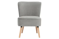 Miliboo Sessel aus hellgrauem Samtstoff und hellem Holz KAHLO* Design-sessel|Sessel