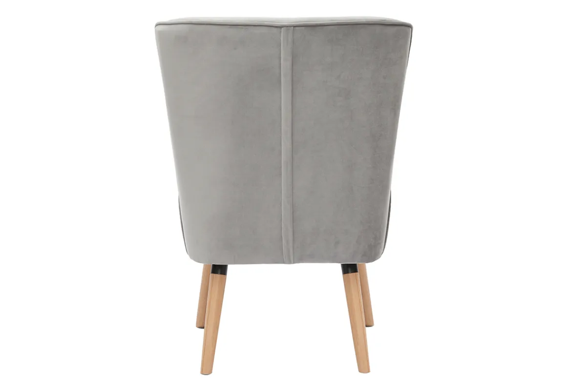Miliboo Sessel aus hellgrauem Samtstoff und hellem Holz KAHLO* Design-sessel|Sessel