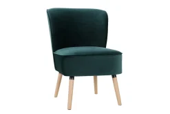 Miliboo Sessel aus petrolblauem Samt und hellem Holz KAHLO* Design-sessel|Sessel