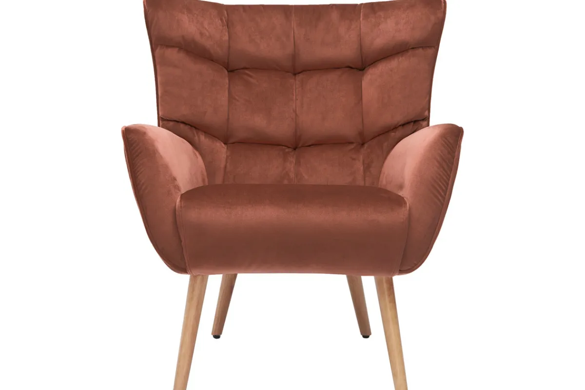 Miliboo Sessel aus rotem Samt und massivem Hevea AVERY* Design-sessel|Sessel