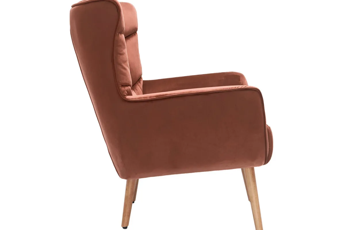 Miliboo Sessel aus rotem Samt und massivem Hevea AVERY* Design-sessel|Sessel