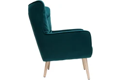 Miliboo Sessel aus Samt petrolfarben mit Holzfüßen AVERY* Design-sessel|Sessel