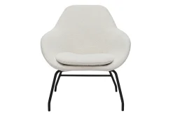 Miliboo Sessel aus Stoff mit Bouclé-Wolleffekt in Ecru und schwarzem Metall MAYNE* Design-sessel|Sessel