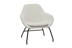 Miliboo Sessel aus Stoff mit Bouclé-Wolleffekt in Ecru und schwarzem Metall MAYNE* Design-sessel|Sessel