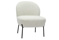 Miliboo Sessel aus Stoff mit Bouclé-Wolleffekt in Ecru und schwarzem Metall BELEY* Design-sessel|Sessel