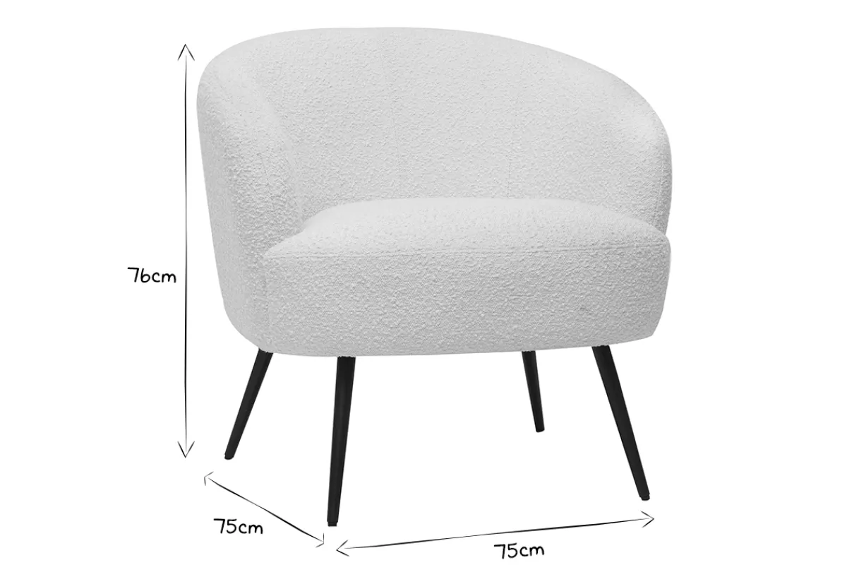 Miliboo Sessel aus Stoff mit Bouclé-Wolleffekt und Metall MAGGIE* Design-sessel|Sessel