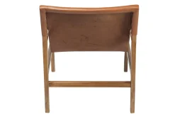Miliboo Sessel aus Teakholz und hellbraunem Leder CHILLY* Design-sessel|Sessel
