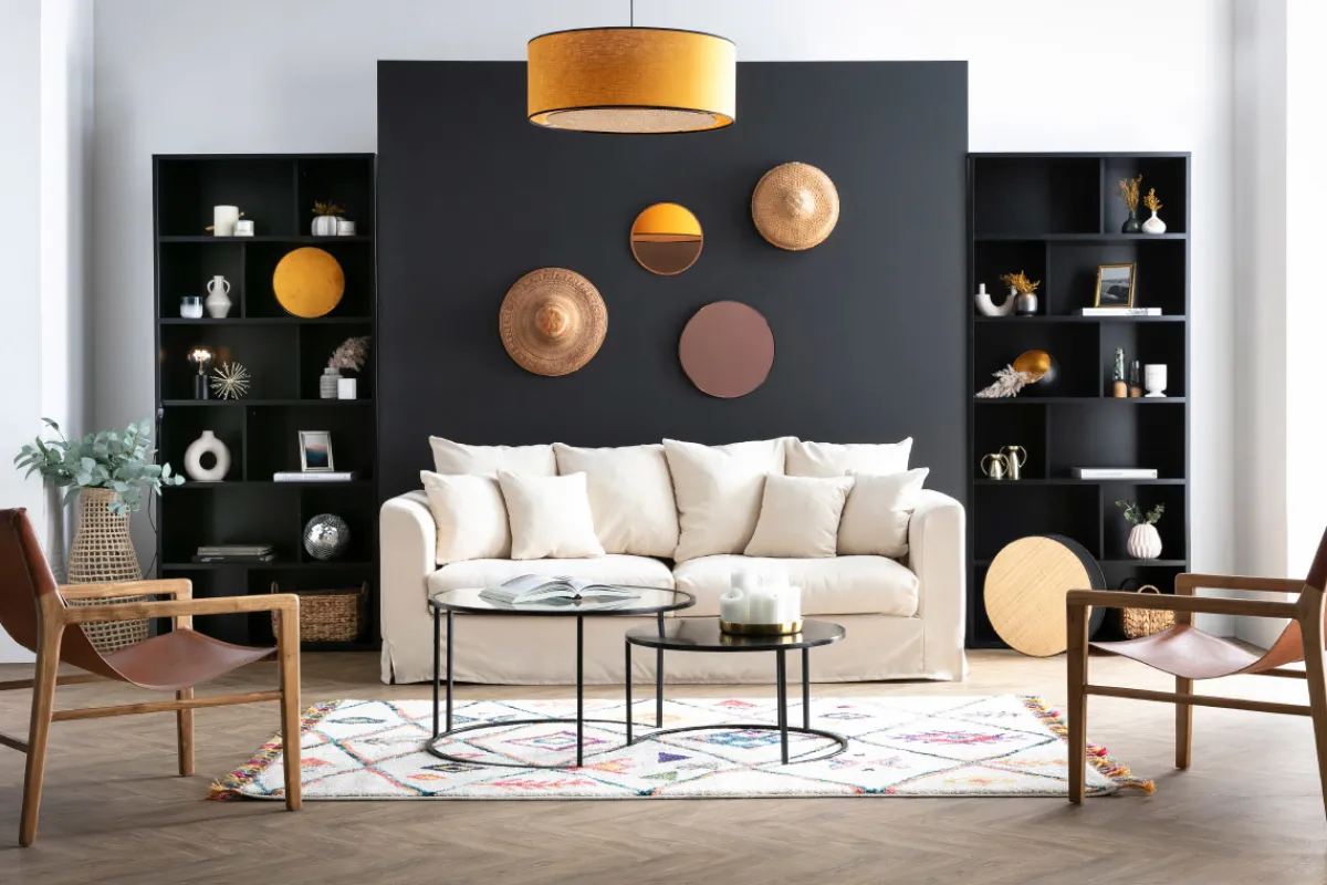 Miliboo Sessel aus Teakholz und hellbraunem Leder CHILLY* Design-sessel|Sessel