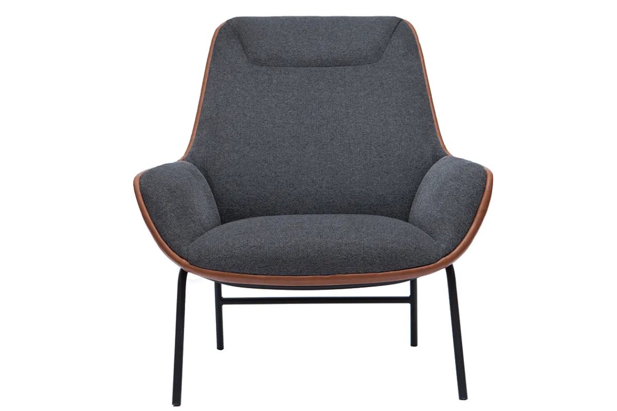 Miliboo Sessel braun mit dunkelgrauen strukturiertem Samtdesign MARCEAU* Design-sessel|Sessel