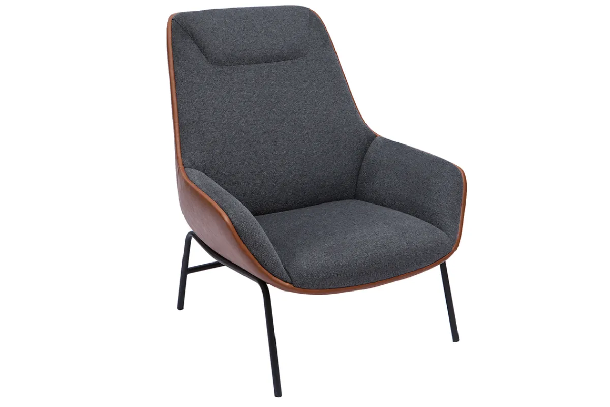 Miliboo Sessel braun mit dunkelgrauen strukturiertem Samtdesign MARCEAU* Design-sessel|Sessel
