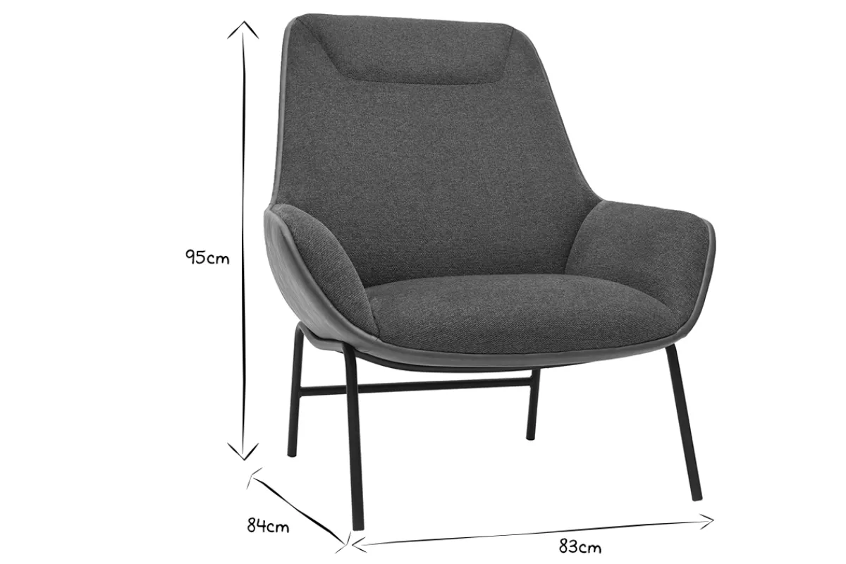 Miliboo Sessel braun mit dunkelgrauen strukturiertem Samtdesign MARCEAU* Design-sessel|Sessel