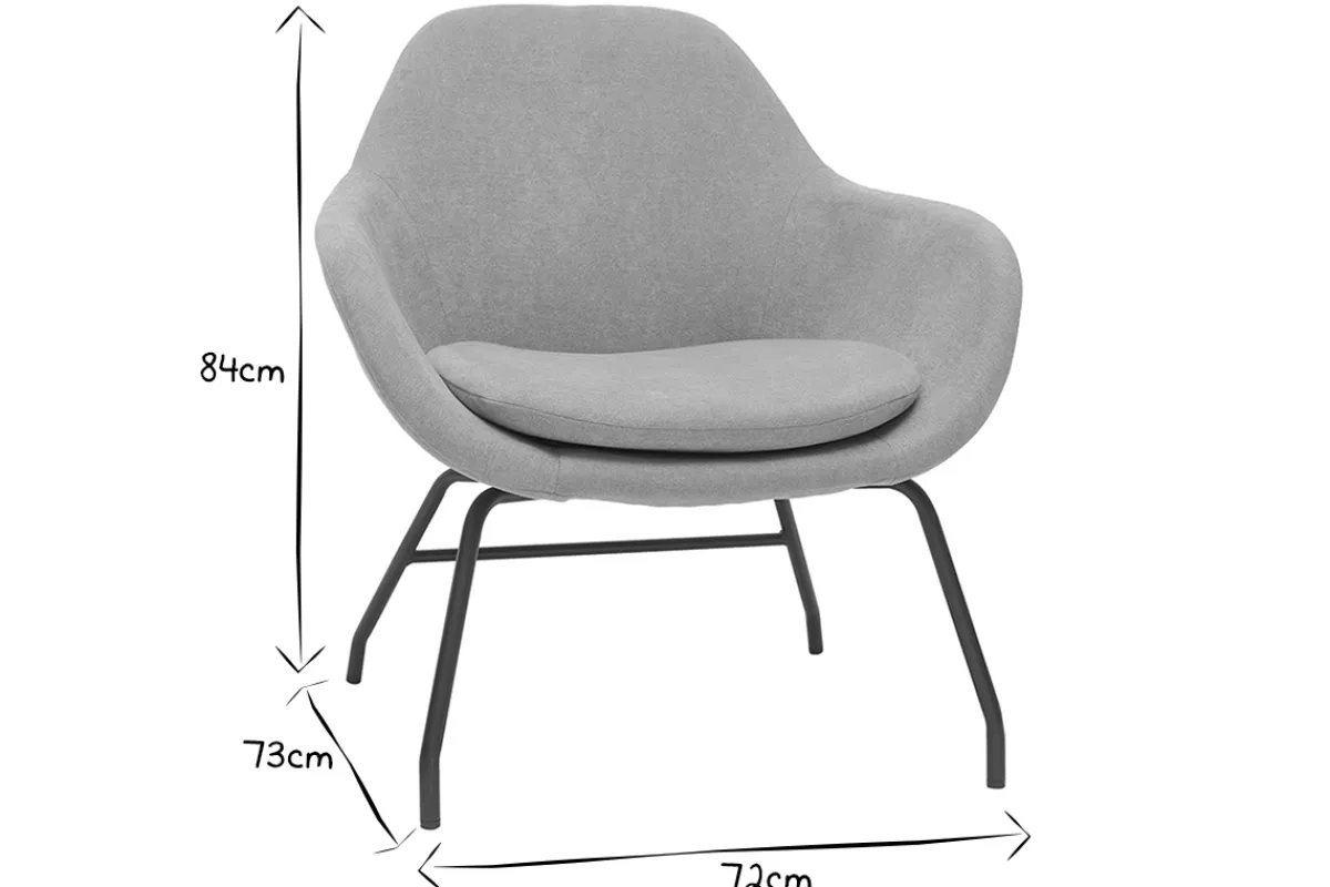 Miliboo Sessel grauer Stoff mit Samteffekt und schwarzes Metall MAYNE* Design-sessel|Sessel