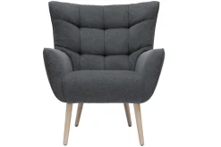 Miliboo Sessel im dunkelgrauen Samtdesign beige Holzfüße AVERY* Design-sessel|Sessel