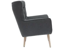 Miliboo Sessel im dunkelgrauen Samtdesign beige Holzfüße AVERY* Design-sessel|Sessel