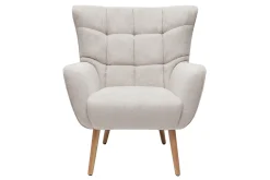 Miliboo Sessel im gemustertem Samtdesign beige Holzfüße AVERY* Design-sessel|Sessel