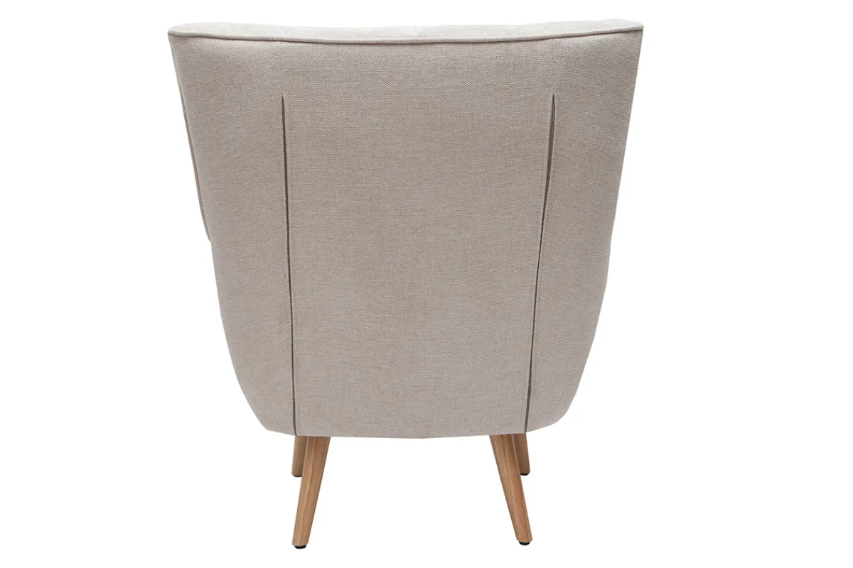 Miliboo Sessel im gemustertem Samtdesign beige Holzfüße AVERY* Design-sessel|Sessel