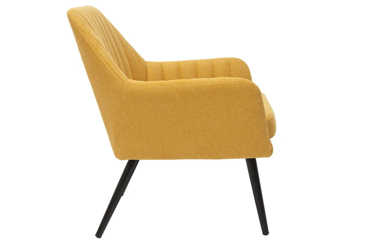 Miliboo Sessel im senfgelbem Samtdesign mit Metallfuß GASTON* Design-sessel|Sessel
