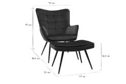 Miliboo Sessel mit blauer Samt-Fußstütze MOOD* Design-sessel|Sessel