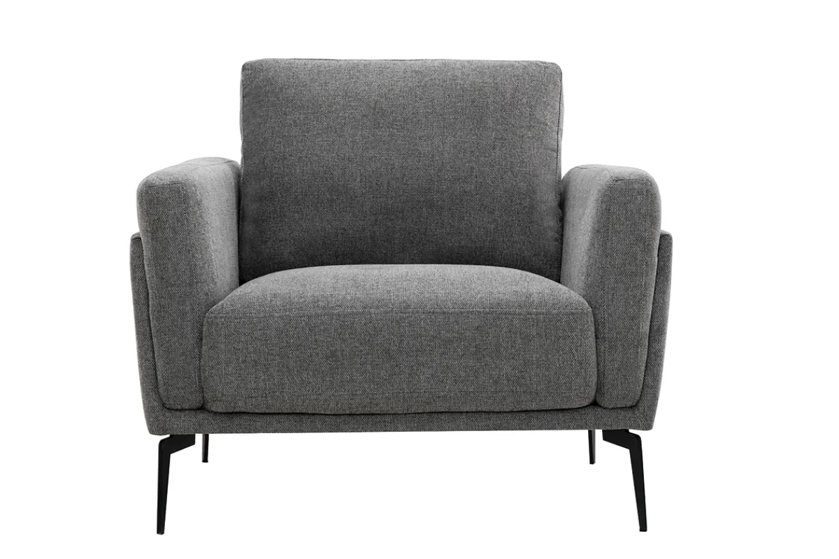 Miliboo Sessel mit grauem Stoff im Samtdesign Metallfüße MOSCO* Design-sessel|Sessel
