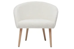 Miliboo Sessel mit weißem Stoffbezug mit Bouclé-Wolleffekt und hellen Holzbeinen OLIVIA* Design-sessel|Sessel