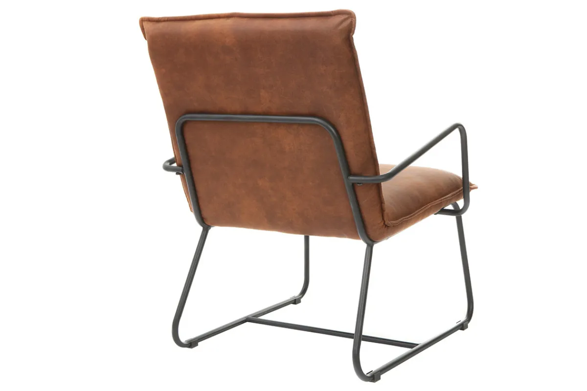 Miliboo Sessel PU Braun und Metallgestell Schwarz MERCY* Design-sessel|Sessel
