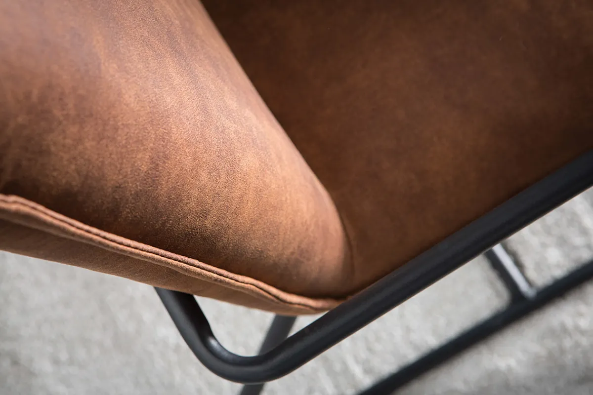 Miliboo Sessel PU Braun und Metallgestell Schwarz MERCY* Design-sessel|Sessel