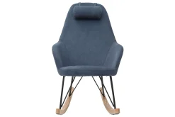 Miliboo Sessel Schaukelstuhl Samteffekt Blau Füße Metall und Holz JHENE* Design-sessel|Schaukelstühle