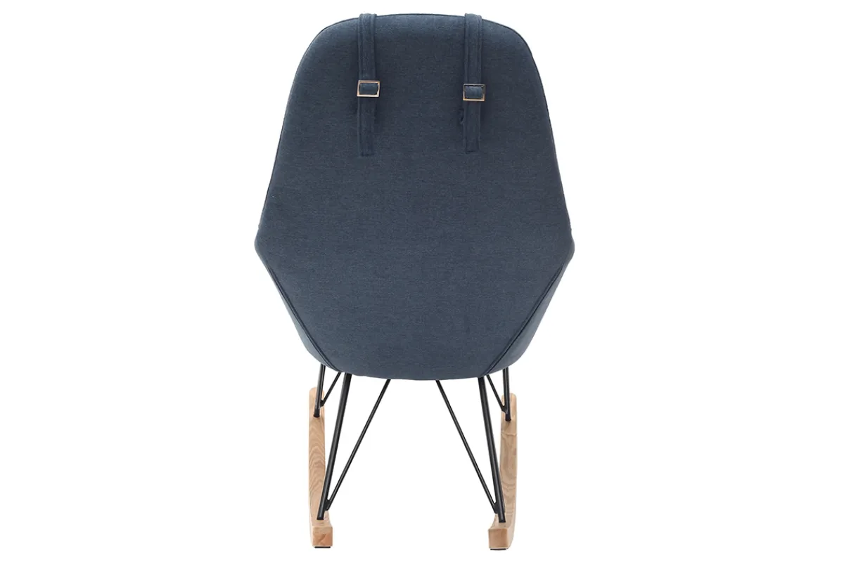 Miliboo Sessel Schaukelstuhl Samteffekt Blau Füße Metall und Holz JHENE* Design-sessel|Schaukelstühle