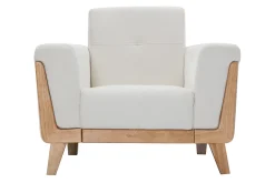 Miliboo Sessel skandinavisch Altweiß Holzbeine FJORD* Design-sessel|Sessel