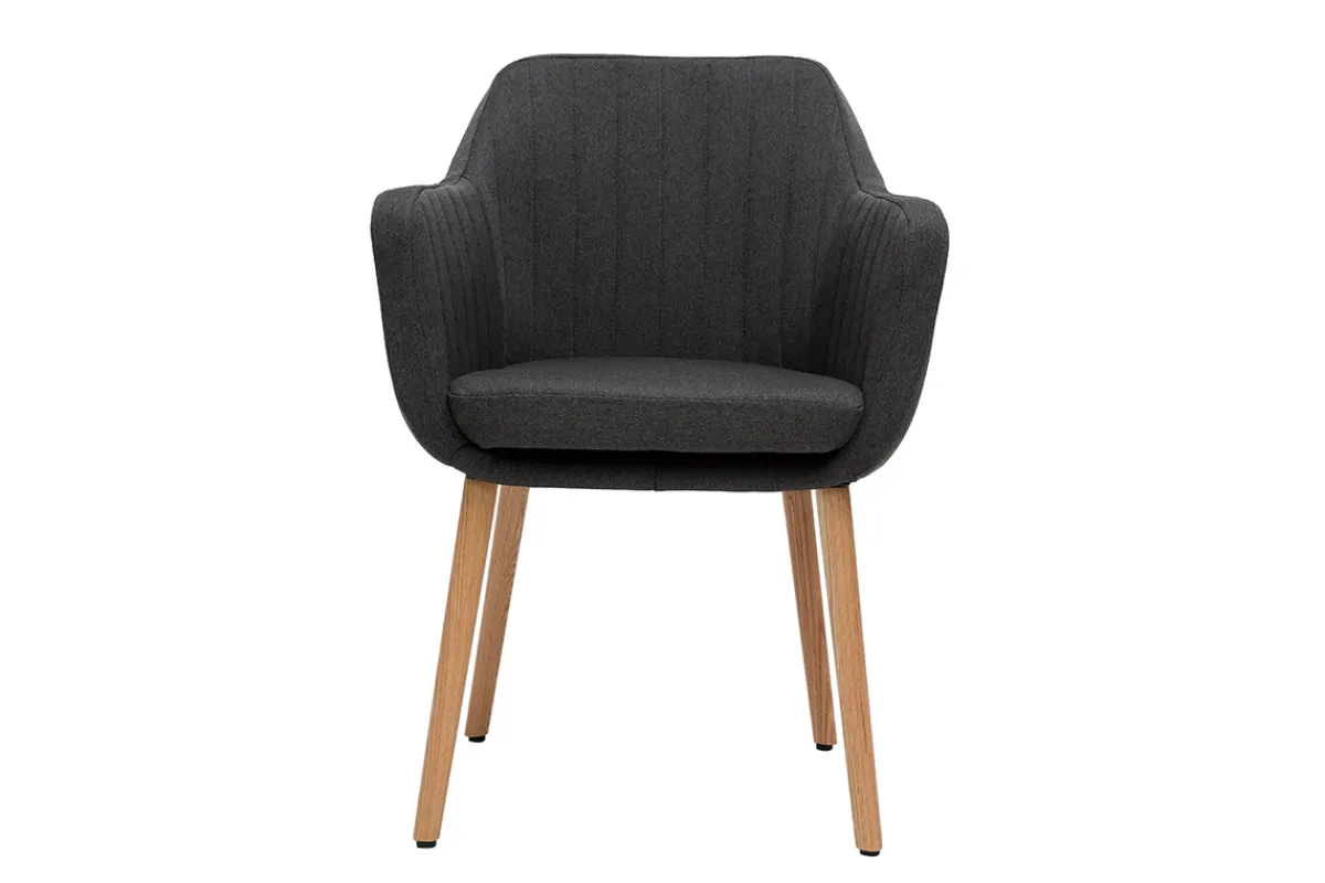 Miliboo Sessel skandinavisch Dunkelgrau und Füße aus Eichenholz ALEYNA* Design-sessel|Design-stühle