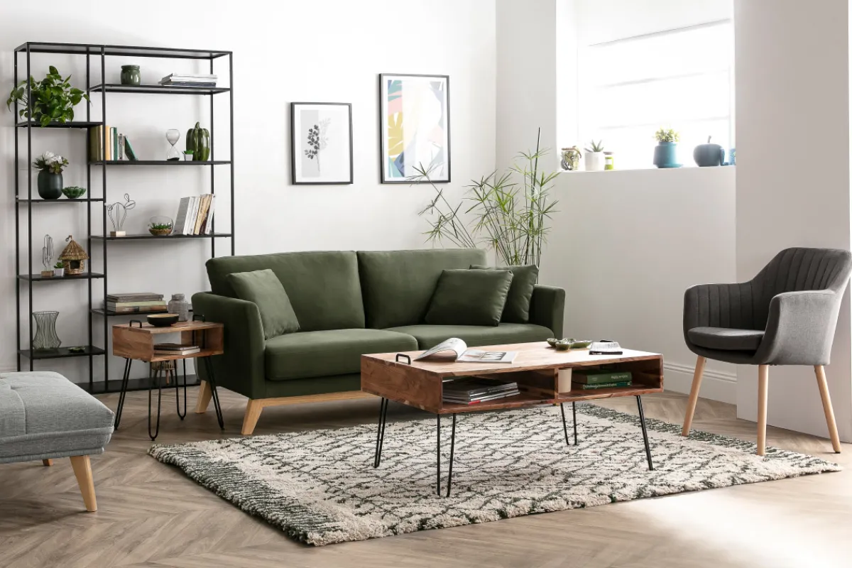 Miliboo Sessel skandinavisch Dunkelgrau und Füße aus Eichenholz ALEYNA* Design-sessel|Design-stühle