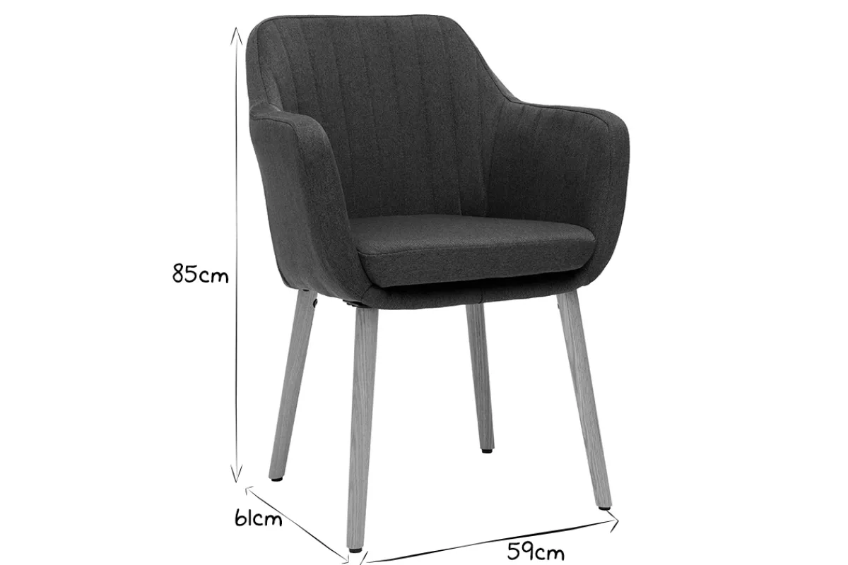Miliboo Sessel skandinavisch Dunkelgrau und Füße aus Eichenholz ALEYNA* Design-sessel|Design-stühle