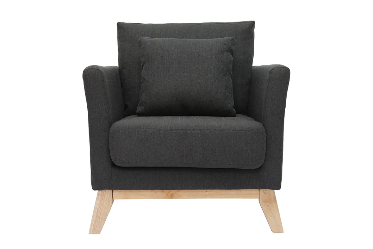 Miliboo Sessel skandinavisch Dunkelgrau Füße aus hellem Holz OSLO* Design-sessel|Sessel