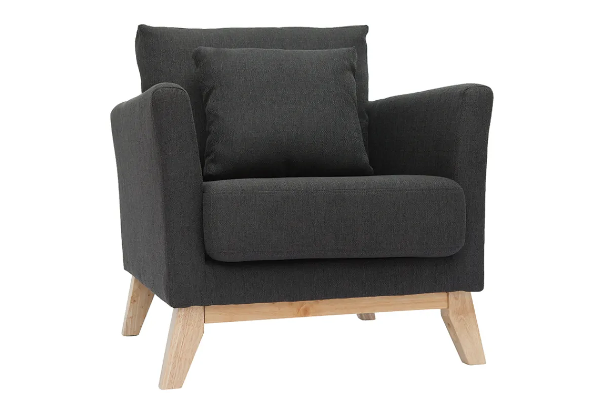 Miliboo Sessel skandinavisch Dunkelgrau Füße aus hellem Holz OSLO* Design-sessel|Sessel
