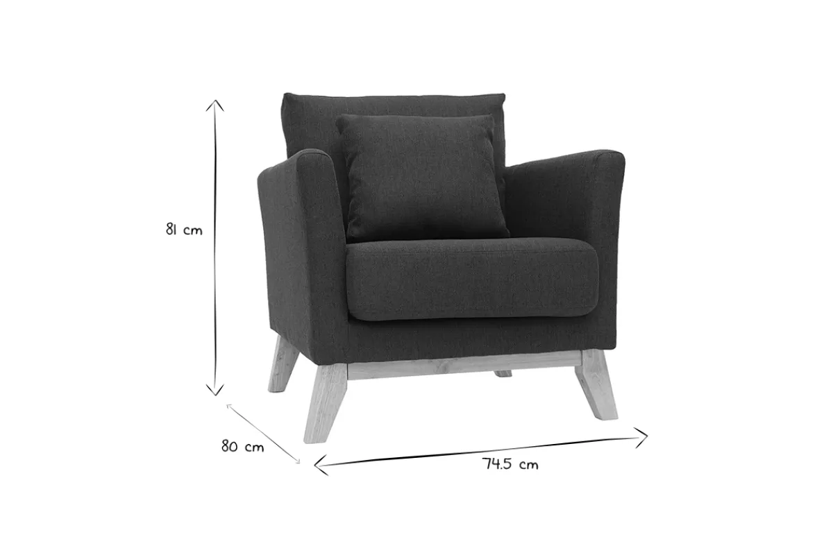 Miliboo Sessel skandinavisch Dunkelgrau Füße aus hellem Holz OSLO* Design-sessel|Sessel