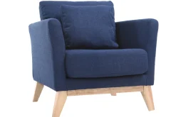 Miliboo Sessel skandinavisch Dunkelblau und Füße aus hellem Holz OSLO* Design-sessel|Sessel