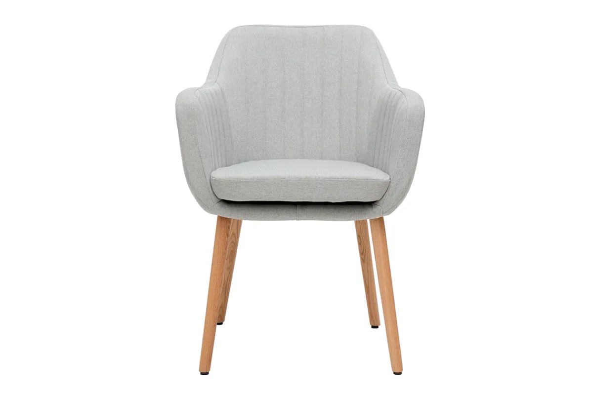 Miliboo Sessel skandinavisch Hellgrau und Füße aus Eichenholz ALEYNA* Design-sessel|Design-stühle
