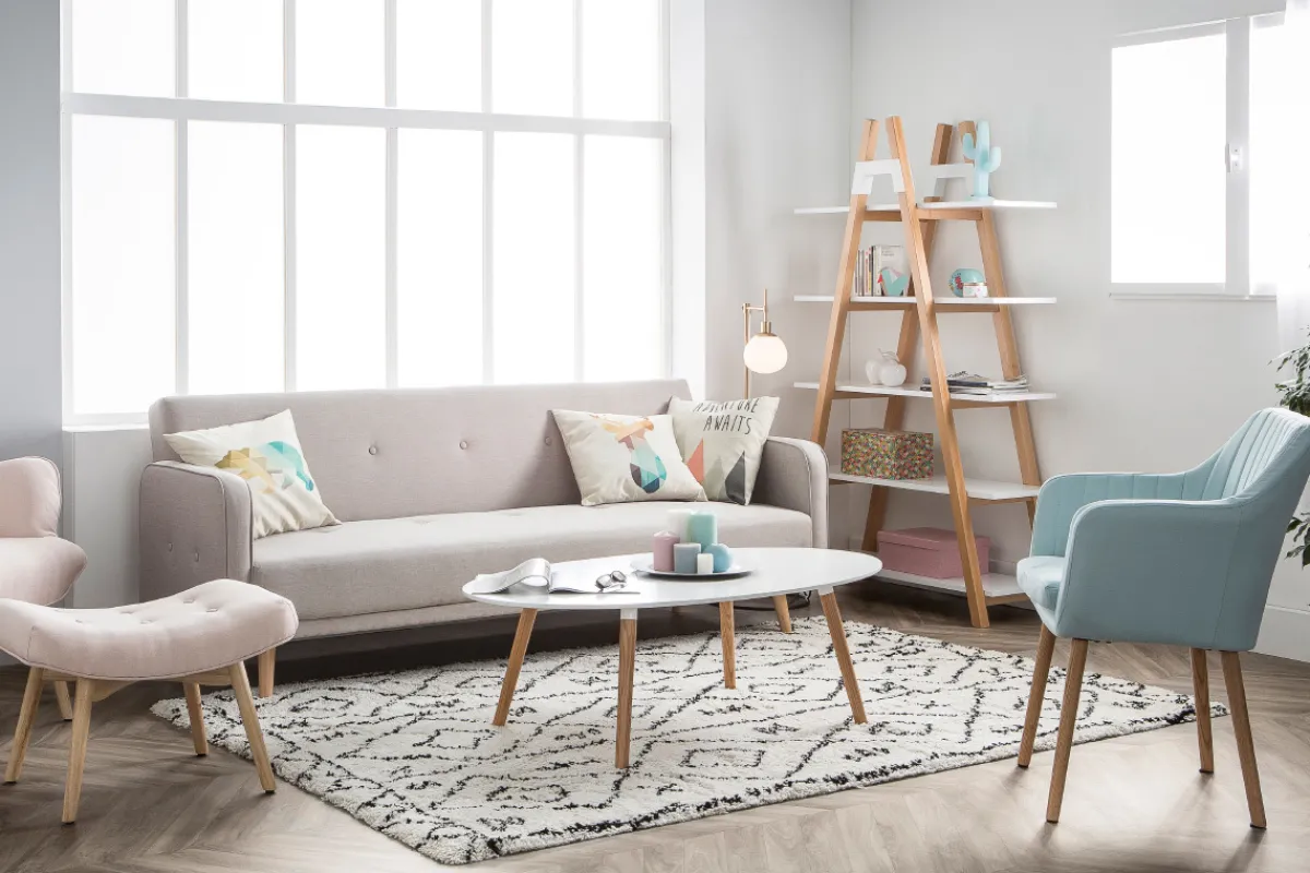Miliboo Sessel skandinavisch Hellgrau und Füße aus Eichenholz ALEYNA* Design-sessel|Design-stühle