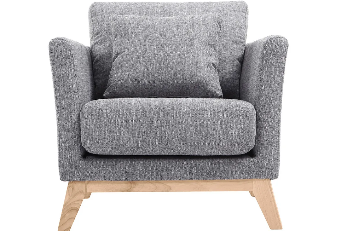Miliboo Sessel skandinavisch Hellgrau Füße aus hellem Holz OSLO* Design-sessel|Sessel