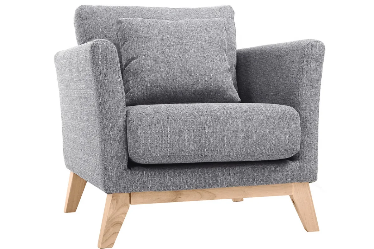 Miliboo Sessel skandinavisch Hellgrau Füße aus hellem Holz OSLO* Design-sessel|Sessel
