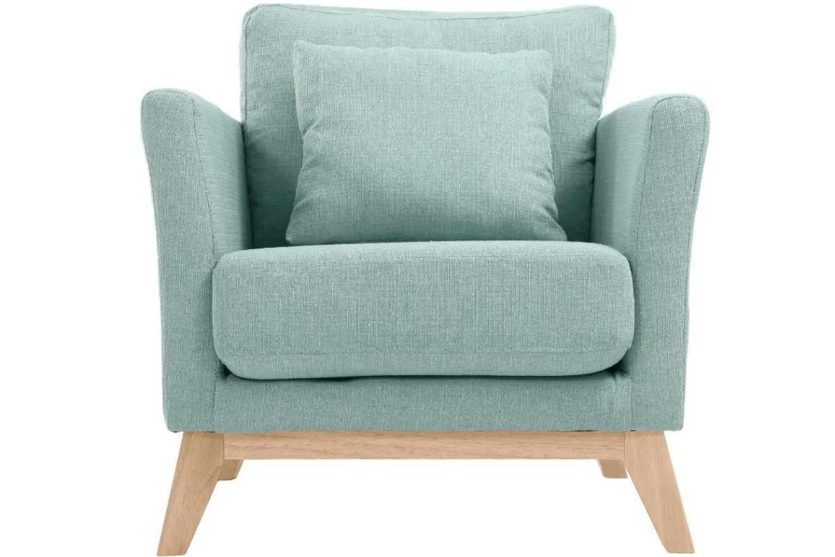 Miliboo Sessel skandinavisch Lagunengrün und Füße aus hellem Holz OSLO* Design-sessel|Sessel