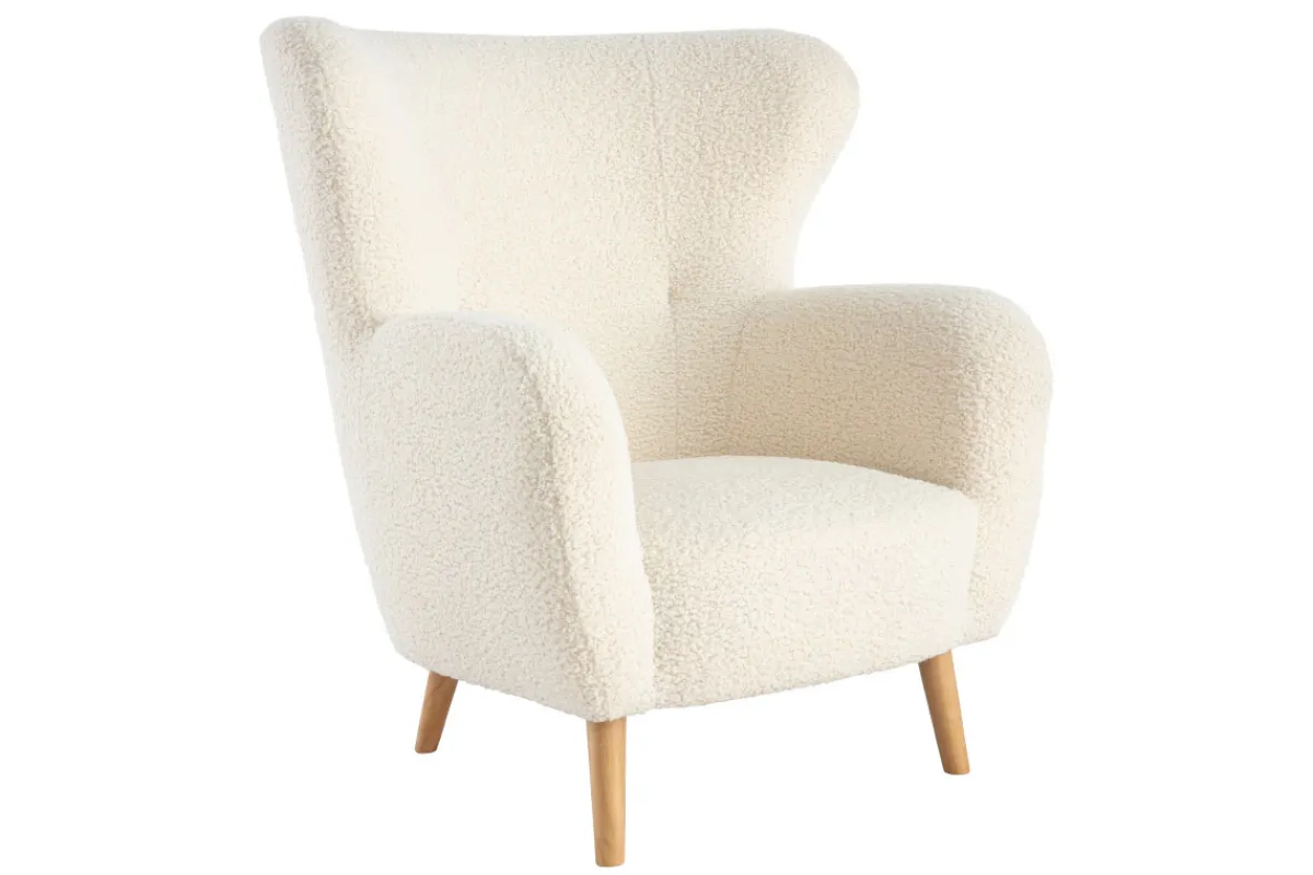 Miliboo Sessel weißer Stoffbezug mit Bouclé-Effekt KORO* Design-sessel|Sessel