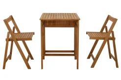 Miliboo Set aus 2 Klappstühlen und 1 klappbaren Balkontisch mit Stauraum aus Massivholz PRADO* Gartentische