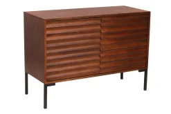 Miliboo Sideboard aus dunklem, massivem Mangoholz und schwarzem Metall 2 Türen B100 cm ONDA* Sideboards