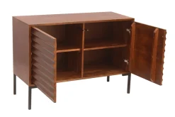 Miliboo Sideboard aus dunklem, massivem Mangoholz und schwarzem Metall 2 Türen B100 cm ONDA* Sideboards
