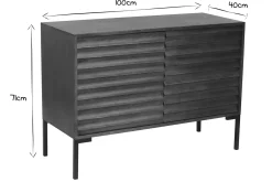 Miliboo Sideboard aus dunklem, massivem Mangoholz und schwarzem Metall 2 Türen B100 cm ONDA* Sideboards