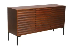 Miliboo Sideboard aus dunklem, massivem Mangoholz und schwarzem Metall 3 Türen B140 cm ONDA* Sideboards