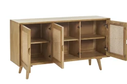 Miliboo Sideboard aus Mangoholz und Rattangeflecht 3 Türen B145 cm LAKA* Sideboards