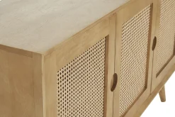 Miliboo Sideboard aus Mangoholz und Rattangeflecht 3 Türen B145 cm LAKA* Sideboards